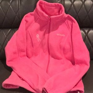 Columbia fleece pink breast cancer addition jacket.